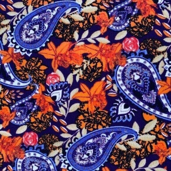 LuLaRoe CASSIE Pencil Skirt Paisley Purple Orange Small S NWT LLR Retro Print - Picture 2 of 5